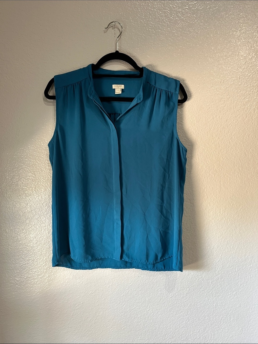LOFT Teal Sleeveless Button Down Blouse Sz 10 Office Lightweight Business TC0463